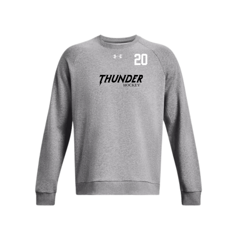 Men's Under Armour Crewneck Sweatshirt with Thunder Text Logo and Custom Number