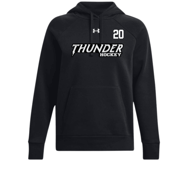 Men's Under Armour Hoodie with Embroidered Thunder Text Logo and Custom Number
