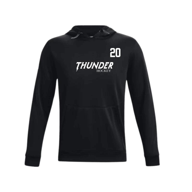 Men's Under Armour Fleece Storm Hoodie with Thunder Text Logo and Custom Number