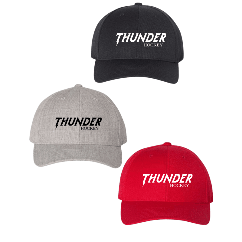 Thunder Curved Visor Snapback Hat with Text Logo