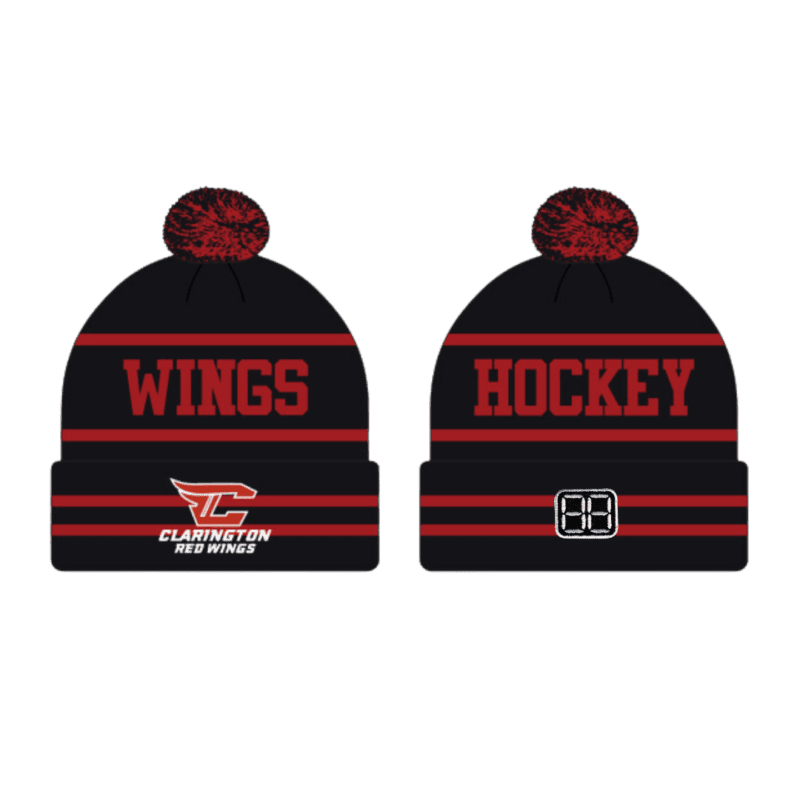 Clarington Red Wings Custom Pom Pom Beanie Toque