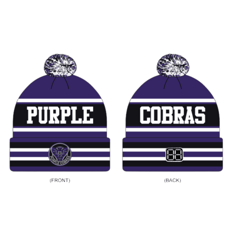 Purple Cobras Custom Pom Pom Beanie Toque